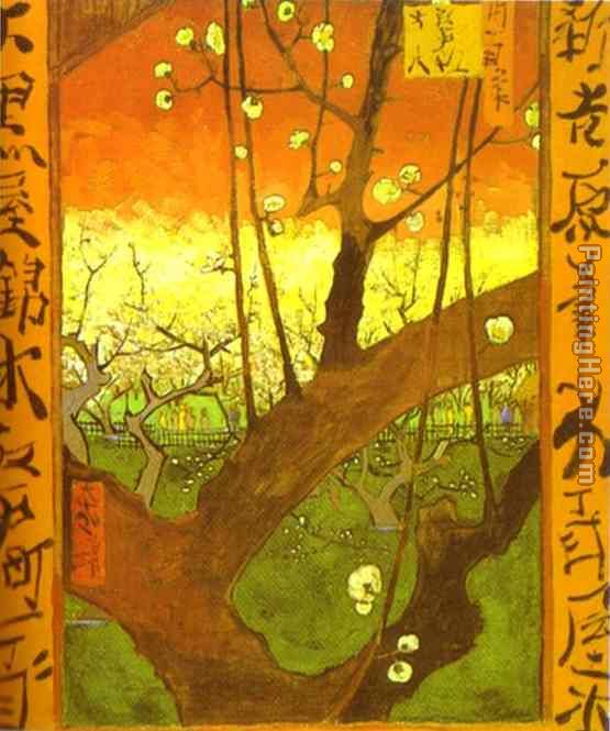 Plum tree in Bloom  after Hiroshige painting - Vincent van Gogh Plum tree in Bloom  after Hiroshige art painting